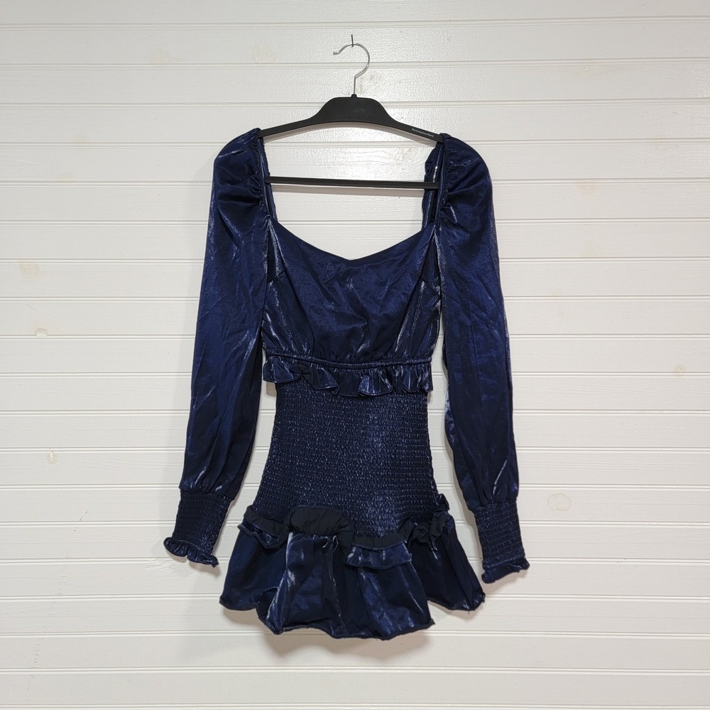 Lovers + Friends Mini Ruffle Smock Dress Size XXS 2XS Balloon Sleeve Romantic